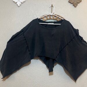 We The Free Charcoal Poncho Top